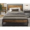 Twin Modern Farmhouse Platform Bed Frame with Wood Panel Headboard Footboard