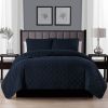 Twin/Twin XL 2-Piece Navy Blue Polyester Microfiber Reversible Diamond Quilt Set