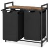 Metal Wood Industrial Modern Laundry Sorter Hamper Black/Brown