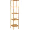 Slim 4-Shelf Natural Bamboo Wooden Shelving Unit Storage Rack Bookcase