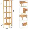 Slim 4-Shelf Natural Bamboo Wooden Shelving Unit Storage Rack Bookcase