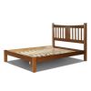 King Farmhouse Style Solid Wood Platform Bed Frame with Headboard in Walnut