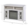 Rustic White Electric Fireplace Mantel TV Stand w/ Adjustable Shelves 2 Storage Cabinets