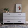 Modern Farmhouse Solid Wood 6 Drawer Double Dresser in White Finish