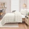 Full/Queen Soft Lightweight Puff Textured 3-Piece Comforter Set in Off White