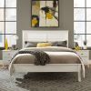 Contemporary White Solid Pine Platform Bed in Queen Size