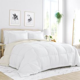 Twin/Twin XL 2-Piece Microfiber Reversible Comforter Set in White and Cream