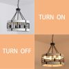 Modern American luxury chandelier E26 white wooden retro round chandelier 6 bulbs, without bulbs