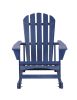 Adirondack Rocking Chair Solid Wood Chairs Finish Outdoor Furniture for Patio, Backyard, Garden - Navy Blue