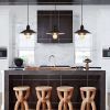 Farmhouse Vintage Pendant Light Black Fixture Pendant Lights with Spring Frame Adjustable Metal Hanging Lamp for Kitchen Island Dining Room Bedroom Li