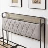 Bed frame with charging station full size, Grey, 83.1'' L x 56.1'' W x 39.2'' H.