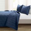 Full/Queen size Lightweight Blue Textured Cotton 3 Piece Quilt Set