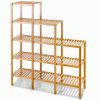 Bamboo Wood 5-Tier Versatile Bookcase Plant Stand Storage Rack