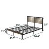 Full Metal Platform Bed Frame with Bamboo Wood Slat Headboard and Footboard