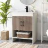 Modern White and Grey Wood Finish Bathroom Vanity with Sink and Faucet