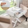 X-Shape 1 Drawer Nightstand End/Side Table Storage in White