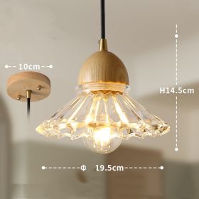 Solid Wood Glass Three Head Restaurant Nordic Modern Minimalist Chandelier (Option: Single head)